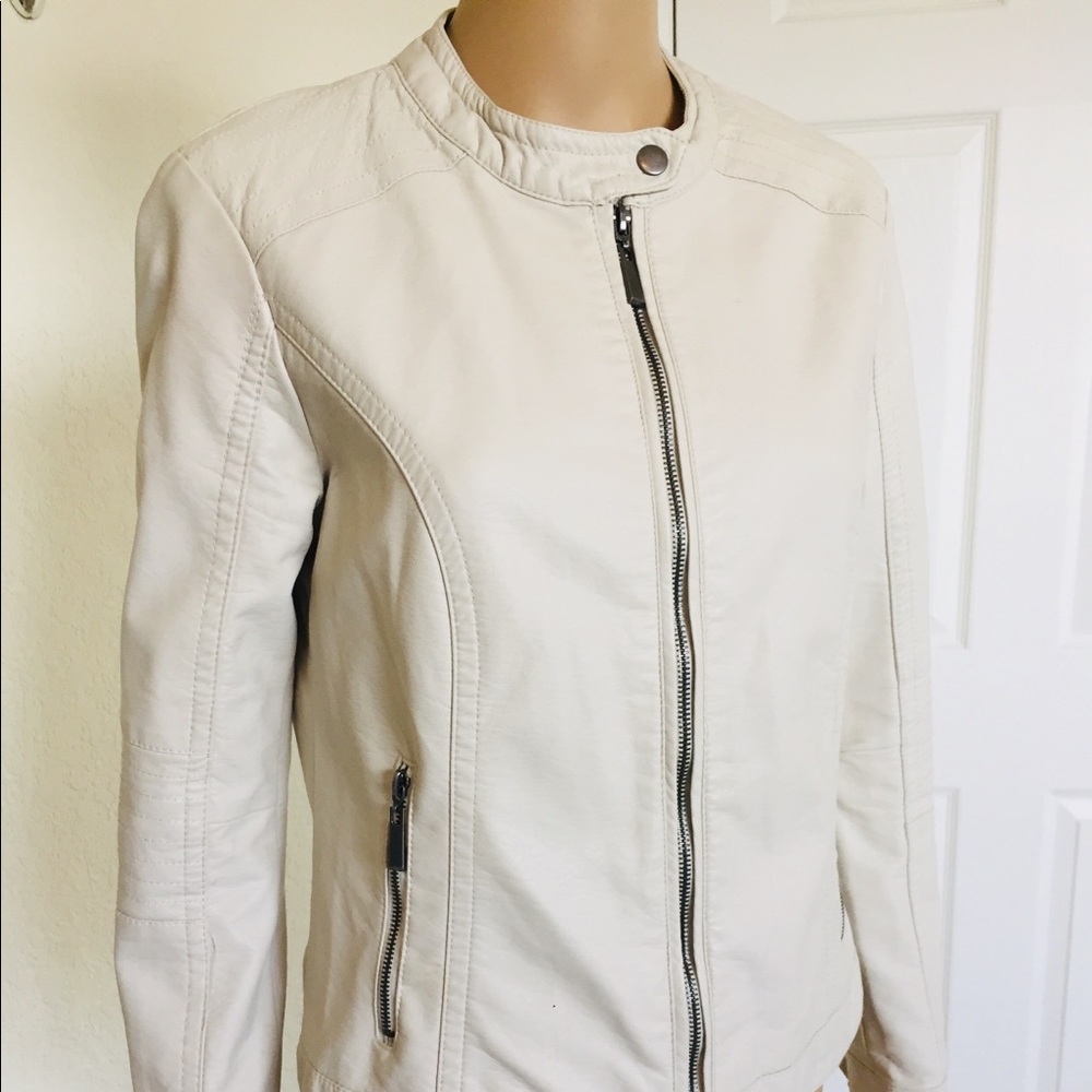 J2 by Joujou Faux White Leather Jacket